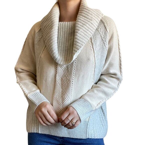 Sundance Womens Angora Wool Blend Cowl Neck Lagenlook Boho Cable Sweater Sz M - Picture 3 of 9
